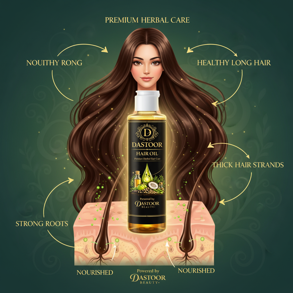 Herbal Hair Growth Oil for Thick & Shiny Hair – 100% Natural | Dastoor Hair Oil