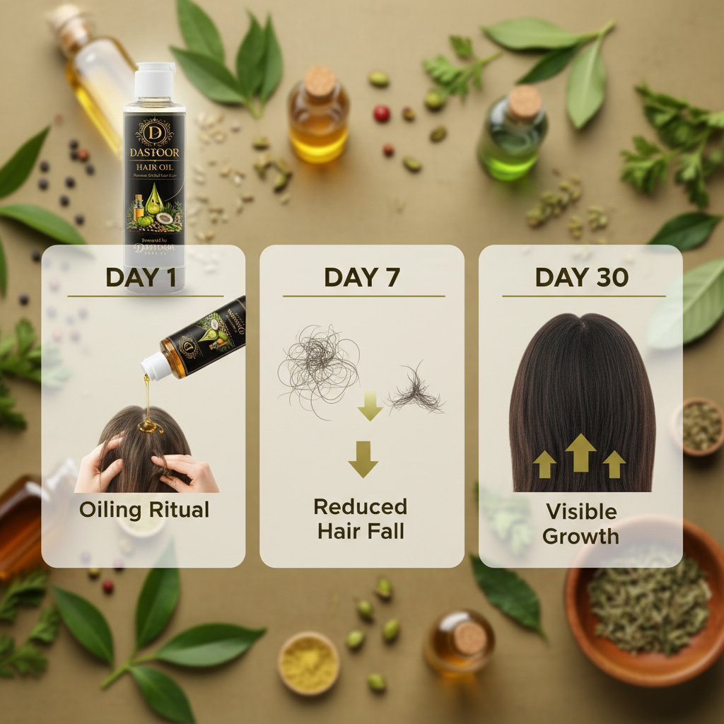 Herbal Hair Growth Oil for Thick & Shiny Hair – 100% Natural | Dastoor Hair Oil