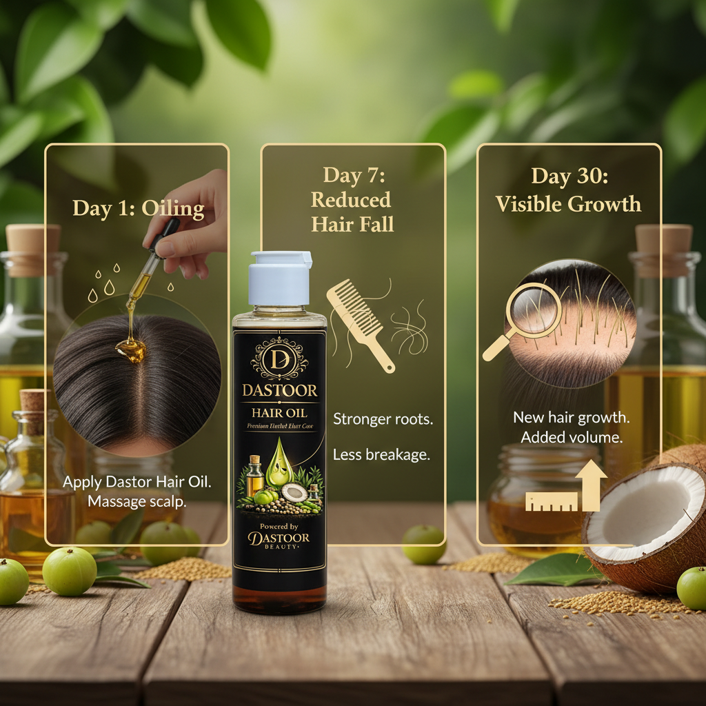 Herbal Hair Growth Oil for Thick & Shiny Hair – 100% Natural | Dastoor Hair Oil