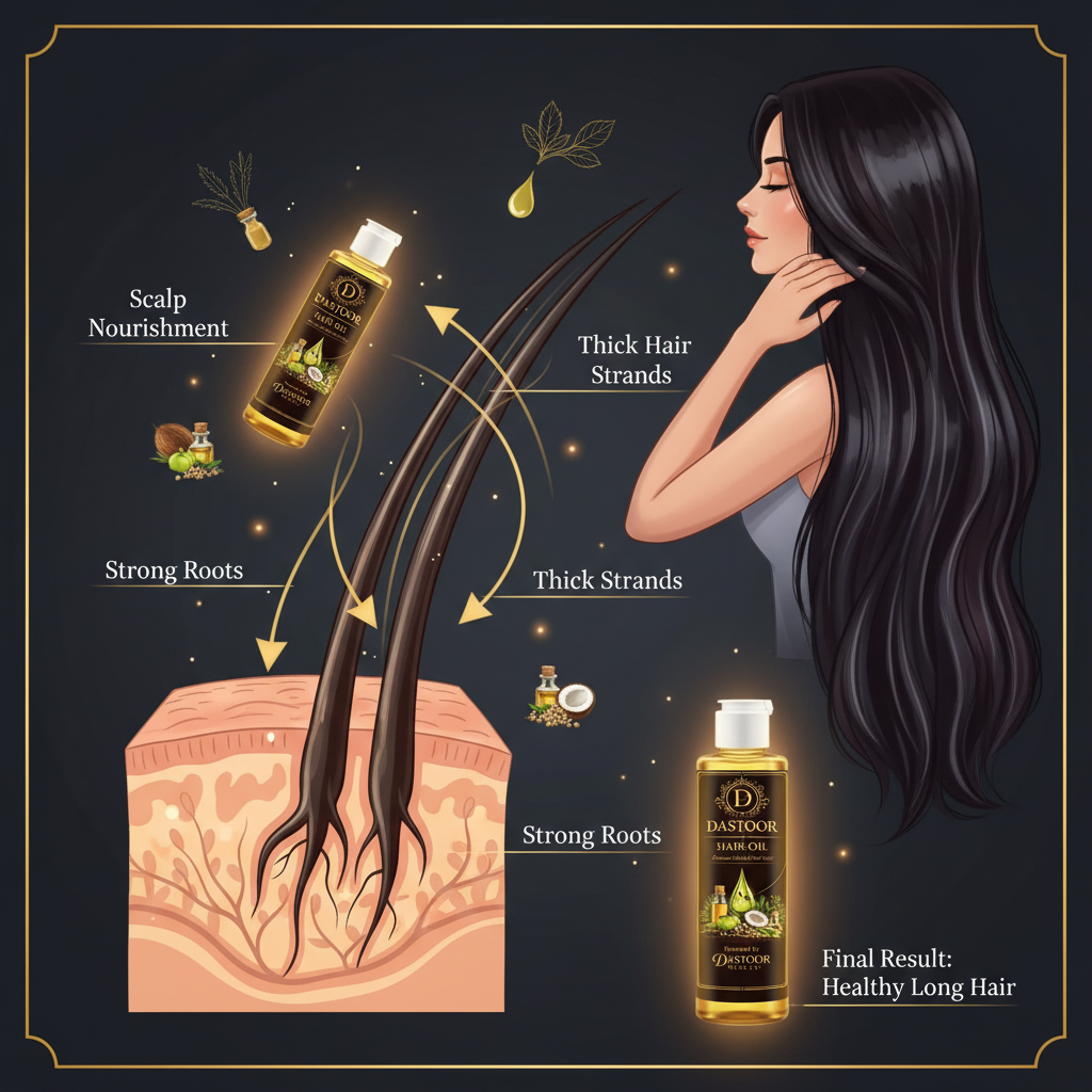 Herbal Hair Growth Oil for Thick & Shiny Hair – 100% Natural | Dastoor Hair Oil