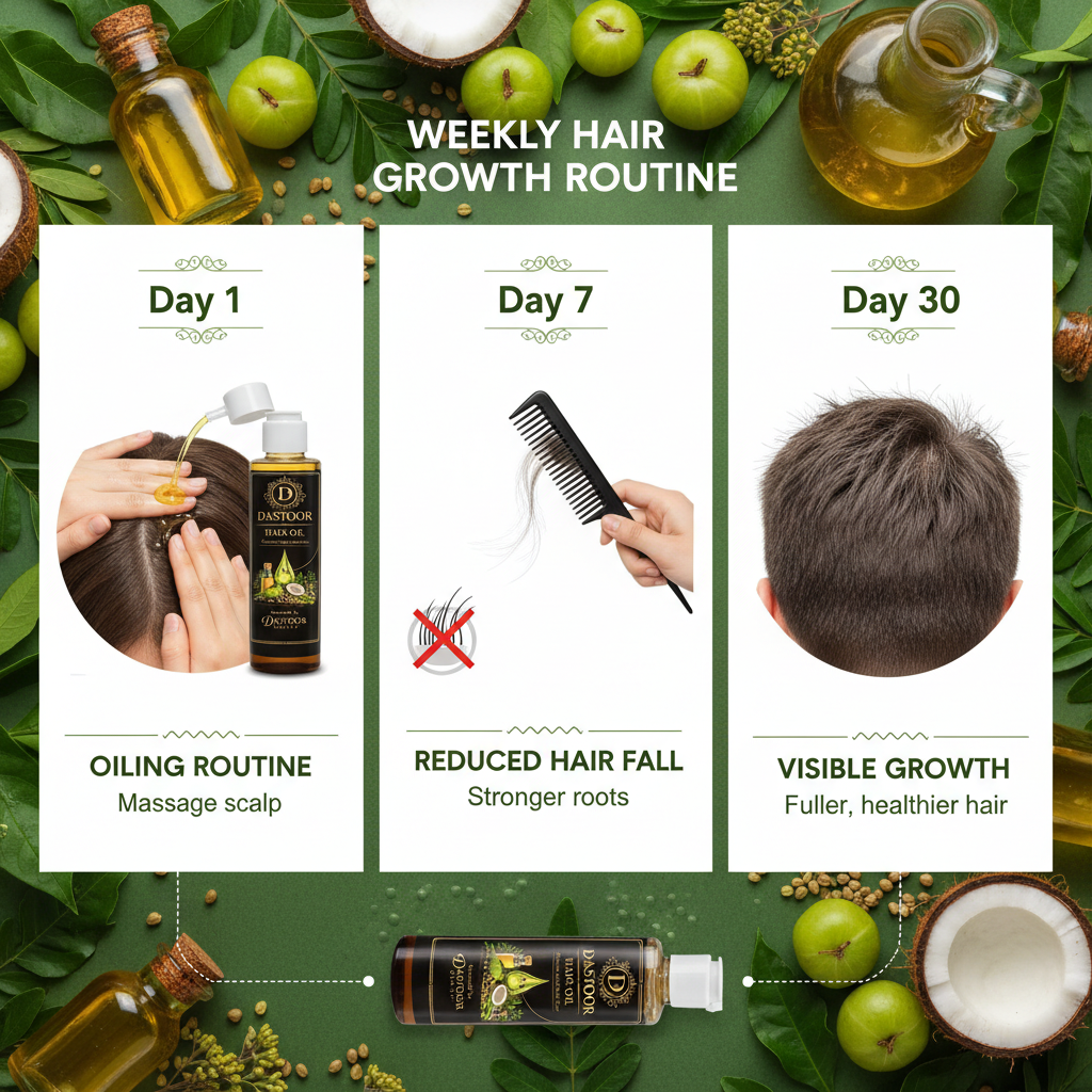 Herbal Hair Growth Oil for Thick & Shiny Hair – 100% Natural | Dastoor Hair Oil