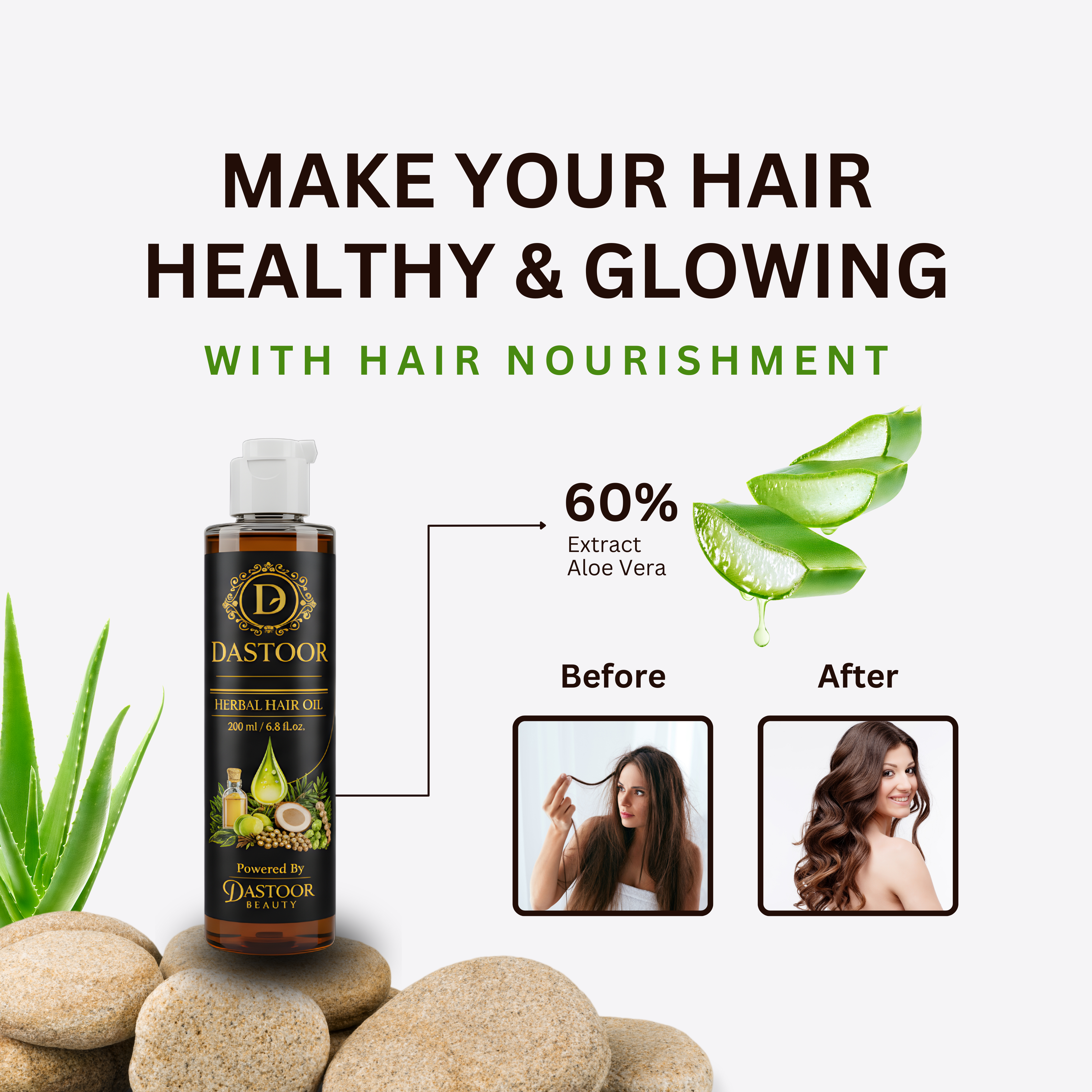Herbal Hair Growth Oil for Thick & Shiny Hair – 100% Natural | Dastoor Hair Oil